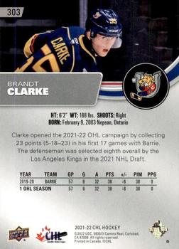2021-22 Upper Deck CHL #303 Brandt Clarke Back
