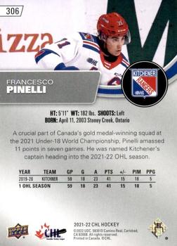 2021-22 Upper Deck CHL #306 Francesco Pinelli Back