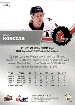2021-22 Upper Deck CHL #307 Ryder Korczak Back
