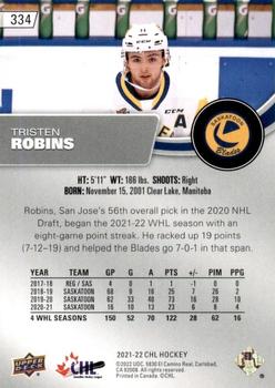 2021-22 Upper Deck CHL #334 Tristen Robins Back