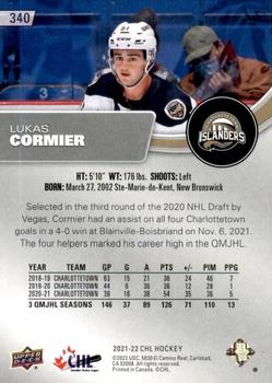2021-22 Upper Deck CHL #340 Lukas Cormier Back
