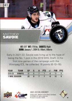 2021-22 Upper Deck CHL #341 Matthew Savoie Back