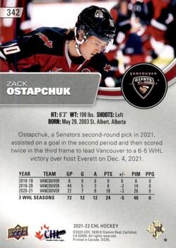 2021-22 Upper Deck CHL #342 Zach Ostapchuk Back