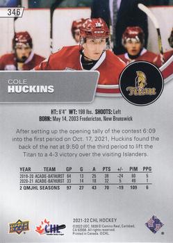2021-22 Upper Deck CHL #346 Cole Huckins Back
