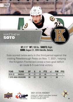 2021-22 Upper Deck CHL #360 Matthew Soto Back