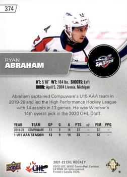 2021-22 Upper Deck CHL #374 Ryan Abraham Back