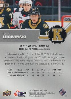 2021-22 Upper Deck CHL #386 Paul Ludwinski Back