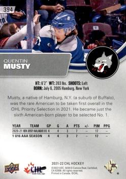 2021-22 Upper Deck CHL #394 Quentin Musty Back
