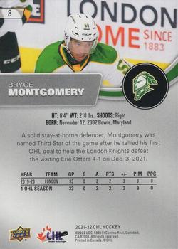 2021-22 Upper Deck CHL - Exclusives #8 Bryce Montgomery Back