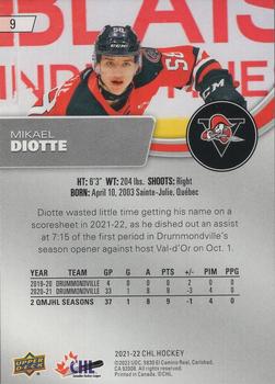 2021-22 Upper Deck CHL - Exclusives #9 Mikael Diotte Back