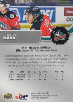 2021-22 Upper Deck CHL - Exclusives #28 Colton Dach Back