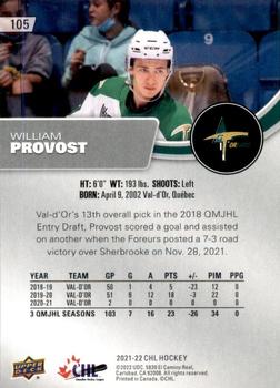 2021-22 Upper Deck CHL - Exclusives #105 William Provost Back