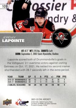 2021-22 Upper Deck CHL - Exclusives #109 Jeremy Lapointe Back