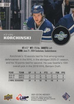 2021-22 Upper Deck CHL - Exclusives #190 Kevin Korchinski Back