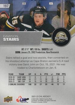 2021-22 Upper Deck CHL - Exclusives #197 Dawson Stairs Back
