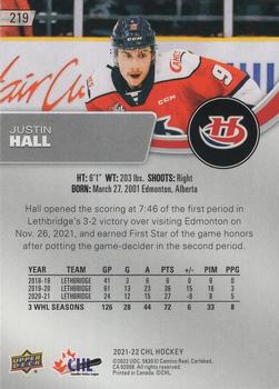 2021-22 Upper Deck CHL - Exclusives #219 Justin Hall Back