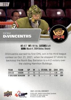 2021-22 Upper Deck CHL - Exclusives #221 Dom DiVincentiis Back