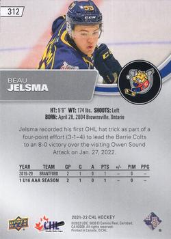 2021-22 Upper Deck CHL - Exclusives #312 Beau Jelsma Back