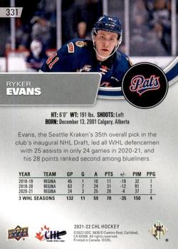 2021-22 Upper Deck CHL - Exclusives #331 Ryker Evans Back