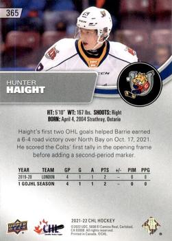 2021-22 Upper Deck CHL - Exclusives #365 Hunter Haight Back