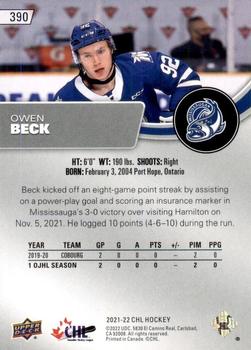 2021-22 Upper Deck CHL - Exclusives #390 Owen Beck Back