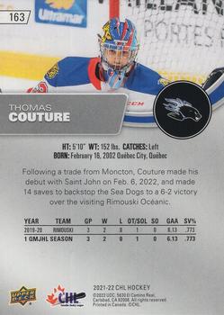 2021-22 Upper Deck CHL - High Gloss #163 Thomas Couture Back