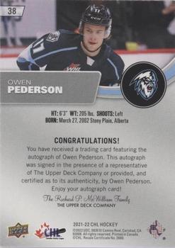 2021-22 Upper Deck CHL - Autographs #38 Owen Pederson Back