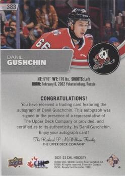 2021-22 Upper Deck CHL - Autographs #383 Danil Gushchin Back