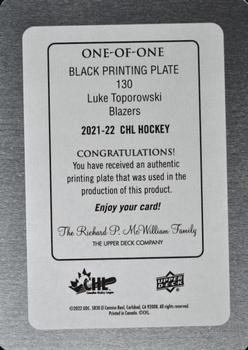 2021-22 Upper Deck CHL - Printing Plates Black #130 Luke Toporowski Back