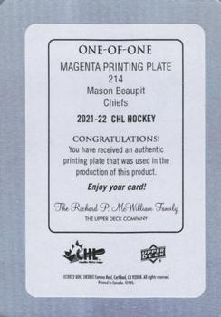 2021-22 Upper Deck CHL - Printing Plates Magenta #214 Mason Beaupit Back