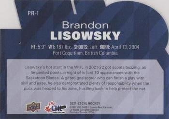 2021-22 Upper Deck CHL - CHL Profiles #PR-1 Brandon Lisowsky Back