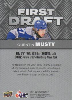 2021-22 Upper Deck CHL - First Draft #FD-2 Quentin Musty Back