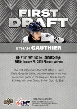 2021-22 Upper Deck CHL - First Draft #FD-3 Ethan Gauthier Back