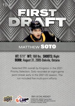 2021-22 Upper Deck CHL - First Draft #FD-4 Matthew Soto Back