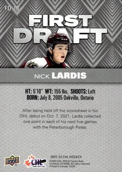 2021-22 Upper Deck CHL - First Draft #FD-10 Nick Lardis Back