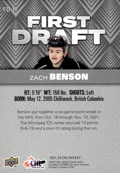 2021-22 Upper Deck CHL - First Draft #FD-11 Zach Benson Back
