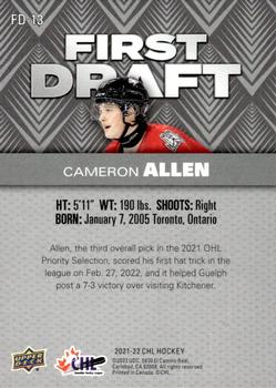2021-22 Upper Deck CHL - First Draft #FD-13 Cameron Allen Back