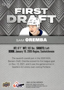 2021-22 Upper Deck CHL - First Draft #FD-20 Sam Oremba Back
