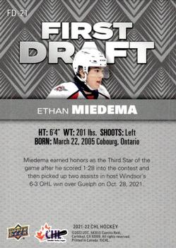 2021-22 Upper Deck CHL - First Draft #FD-21 Ethan Miedema Back