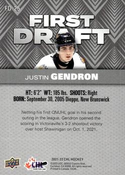 2021-22 Upper Deck CHL - First Draft #FD-25 Justin Gendron Back