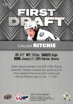 2021-22 Upper Deck CHL - First Draft Red #FD-7 Calum Ritchie Back