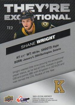 2021-22 Upper Deck CHL - They're Exceptional #TE2 Shane Wright Back