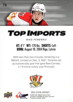 2021-22 Upper Deck CHL - Top Imports #T6 Niks Fenenko Back