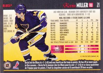 1994-95 O-Pee-Chee Premier #21 Kevin Miller Back
