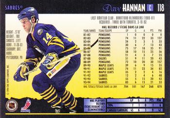 1994-95 O-Pee-Chee Premier #118 Dave Hannan Back