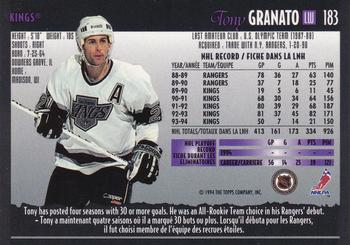 1994-95 O-Pee-Chee Premier #183 Tony Granato Back
