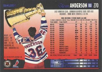 1994-95 O-Pee-Chee Premier #270 Glenn Anderson Back