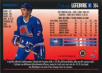 1994-95 O-Pee-Chee Premier #364 Sylvain Lefebvre Back