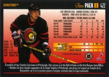 1994-95 O-Pee-Chee Premier #422 Jim Paek Back