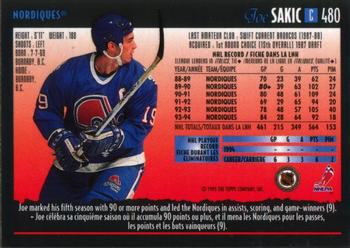 1994-95 O-Pee-Chee Premier #480 Joe Sakic Back